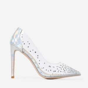 Girls Best Friend Diamante Perspex Court Heel